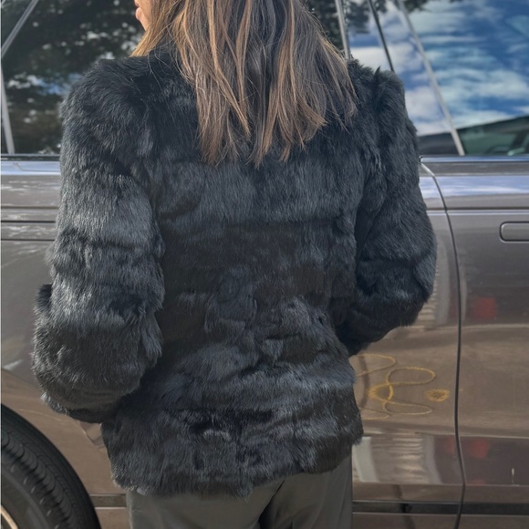 VINTAGE Black Rabbit Fur Jacket - Picture 10 of 10